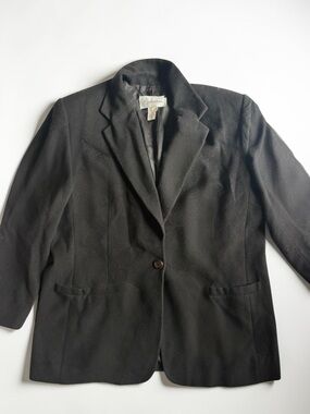 Wool Cashmere Blazer Womens XL Black Minimalist Coat Quiet Luxury 18